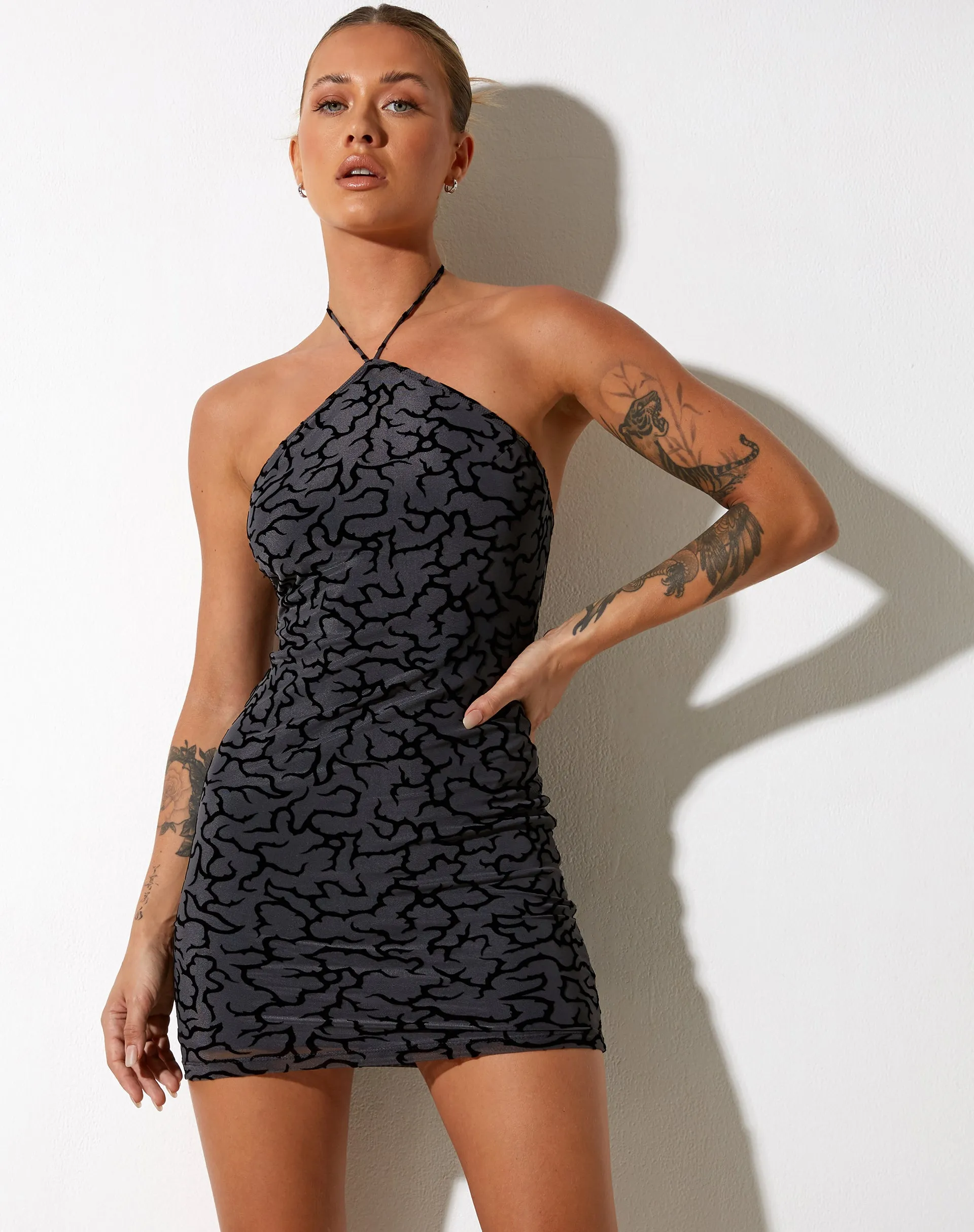 Maliga Mini Dress in Tribal Flock sold by Motel Rocks product image thumbnail 4