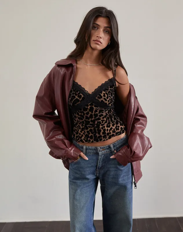 Cavita Jacket in Burgundy sold by Motel Rocks