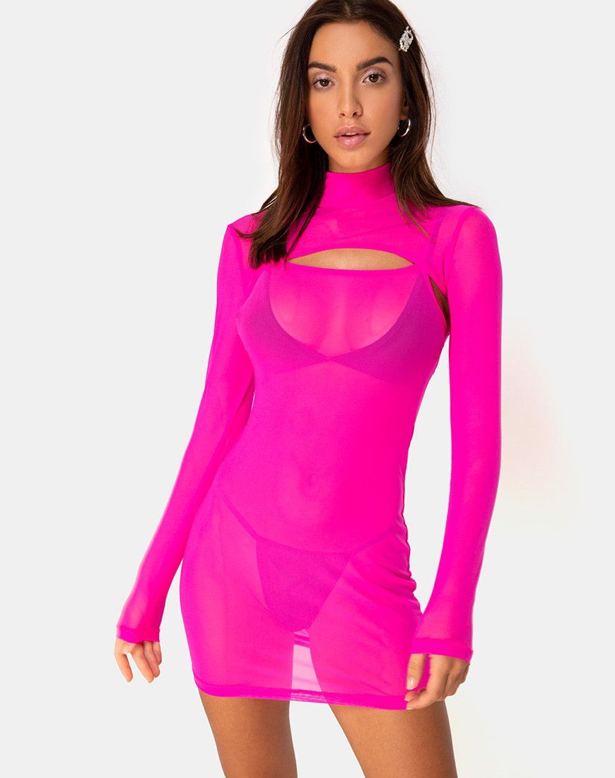 Glesia Dress Fluro Pink sold by Motel Rocks product image thumbnail 2
