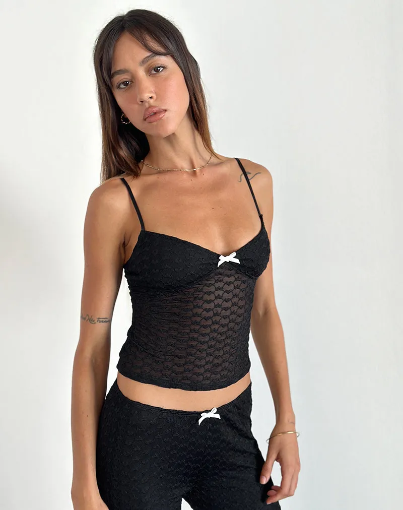 Grafika Cami Top in Black Heart Lace sold by Motel Rocks product image thumbnail 2