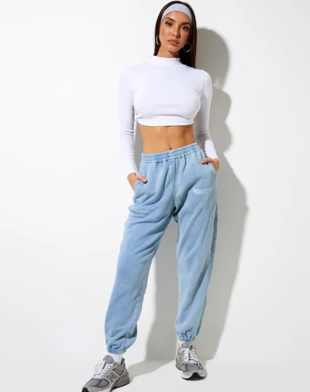 Basta Jogger in Washed Blue 'Angel Energy' Wings sold by Motel Rocks