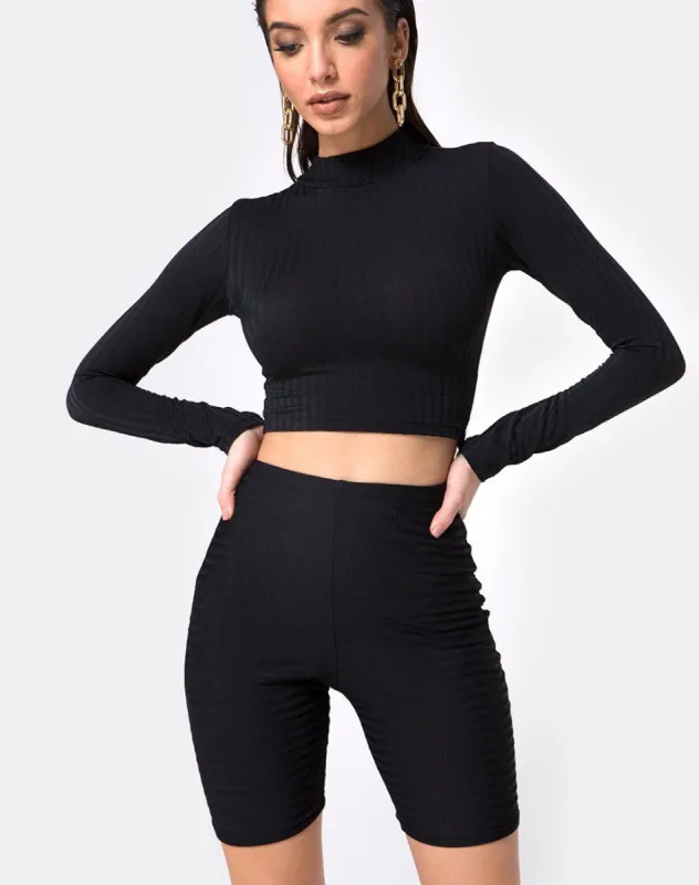 Cycle Short in Black Horizontal Stripe sold by Motel Rocks