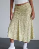 Rans Waterfall Hem Midi Skirt in Flowing Flower Yellow sold by Motel Rocks