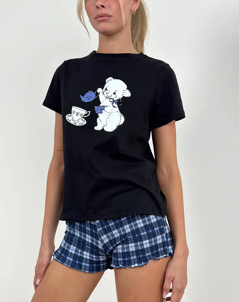 Saki Tee in Black With Tea Time Print sold by Motel Rocks product image thumbnail 2