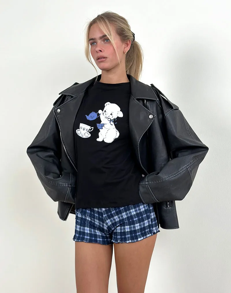 Saki Tee in Black With Tea Time Print sold by Motel Rocks product image thumbnail 4