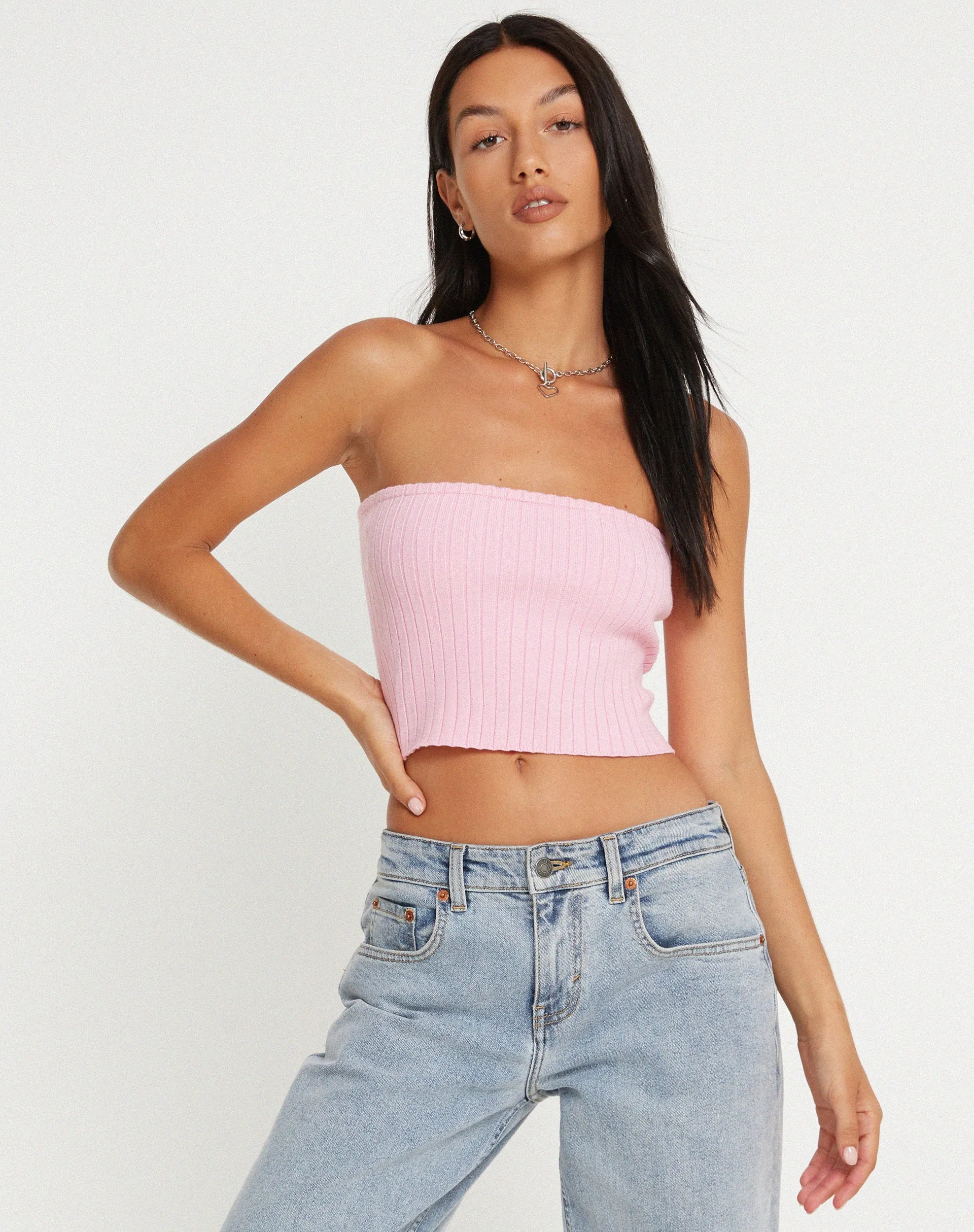 Shae Bandeau Knitted Top in Pink sold by Motel Rocks product image thumbnail 4