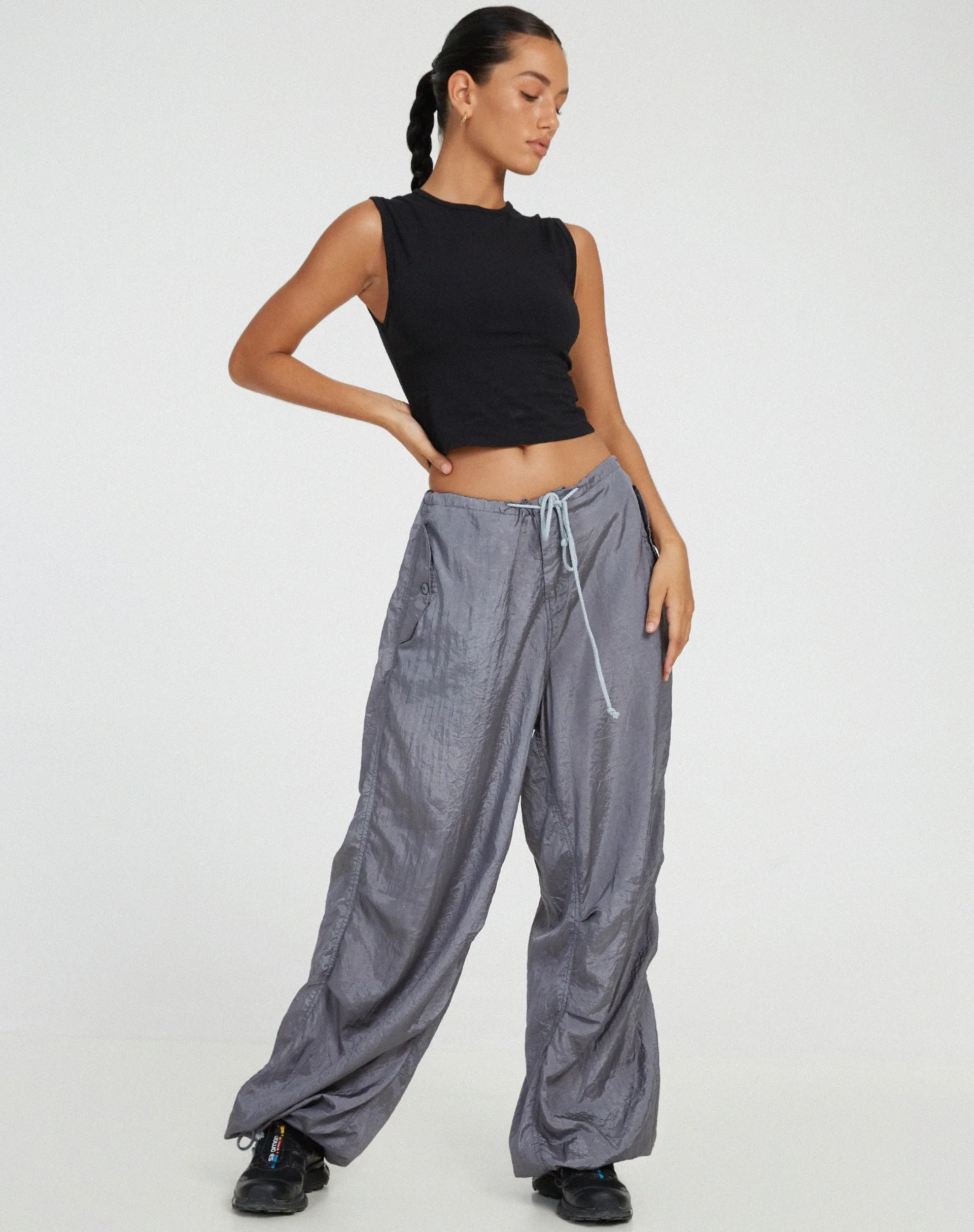 Chute Trouser in Parachute Cool Grey sold by Motel Rocks product image thumbnail 4