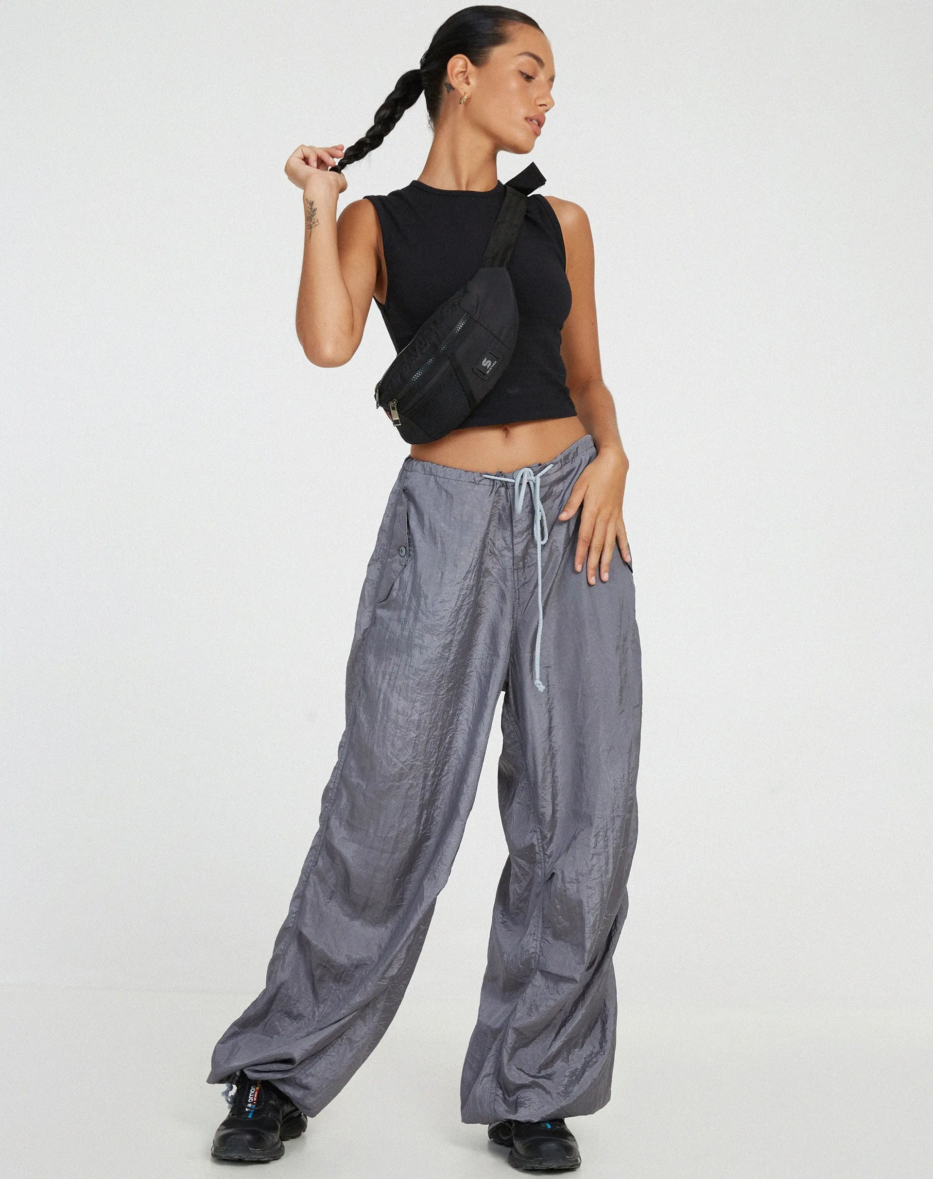 Chute Trouser in Parachute Cool Grey sold by Motel Rocks product image thumbnail 2