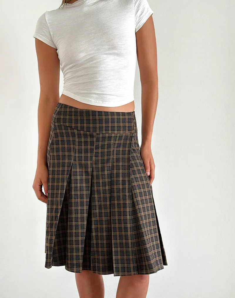 Vanka Midi Skirt in Dark Brown Check sold by Motel Rocks product image thumbnail 5