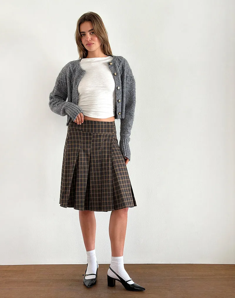 Vanka Midi Skirt in Dark Brown Check sold by Motel Rocks product image thumbnail 4