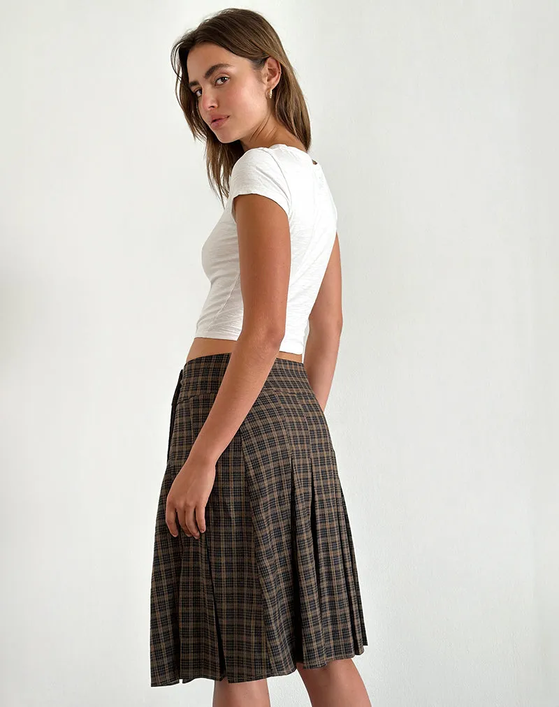 Vanka Midi Skirt in Dark Brown Check sold by Motel Rocks product image thumbnail 3