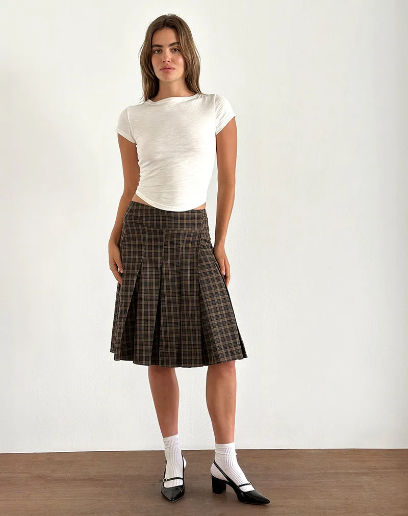 Vanka Midi Skirt in Dark Brown Check sold by Motel Rocks product image thumbnail 2