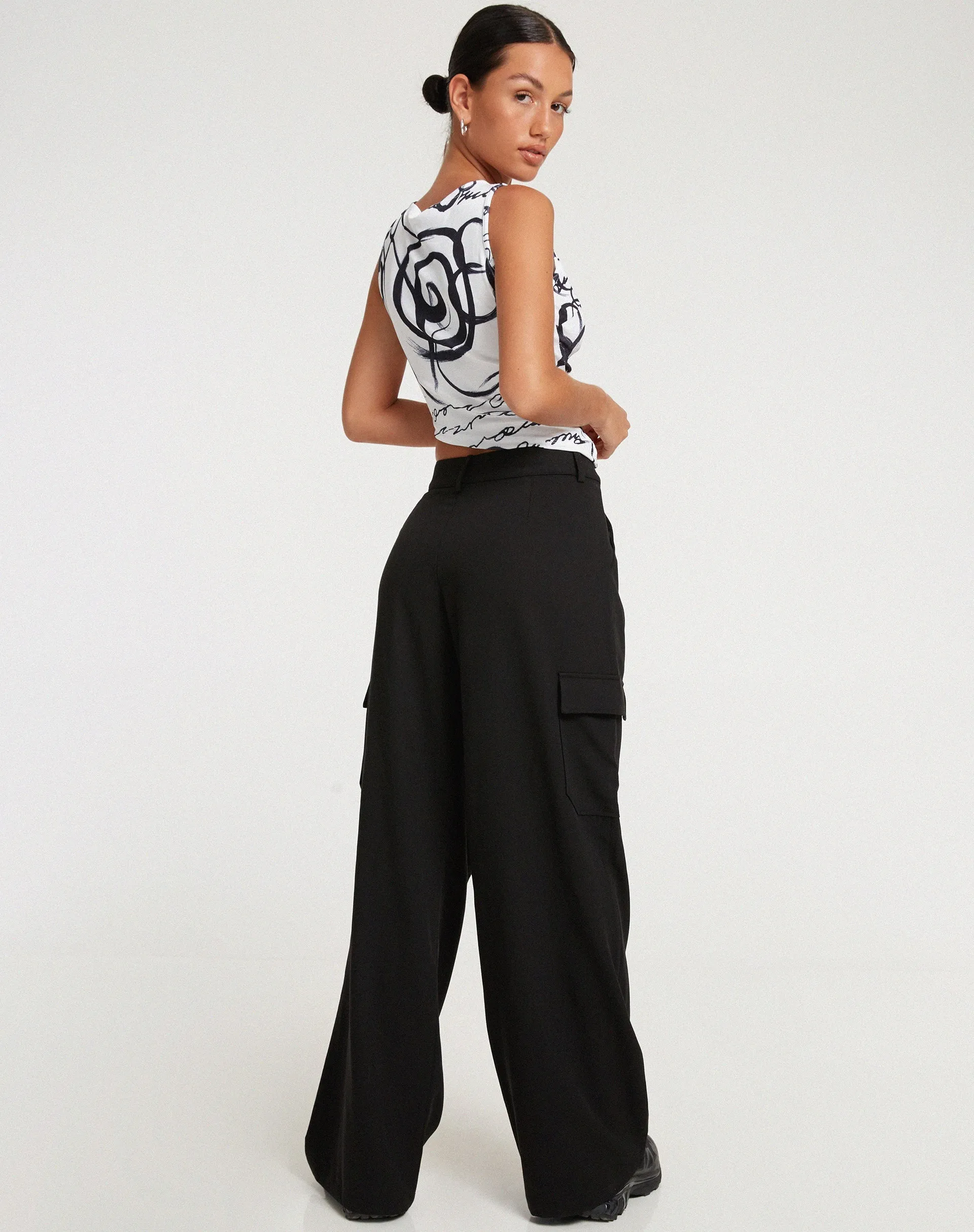 Rembulan Asymmetric Top in Mono Doodle Black and White sold by Motel Rocks product image thumbnail 5