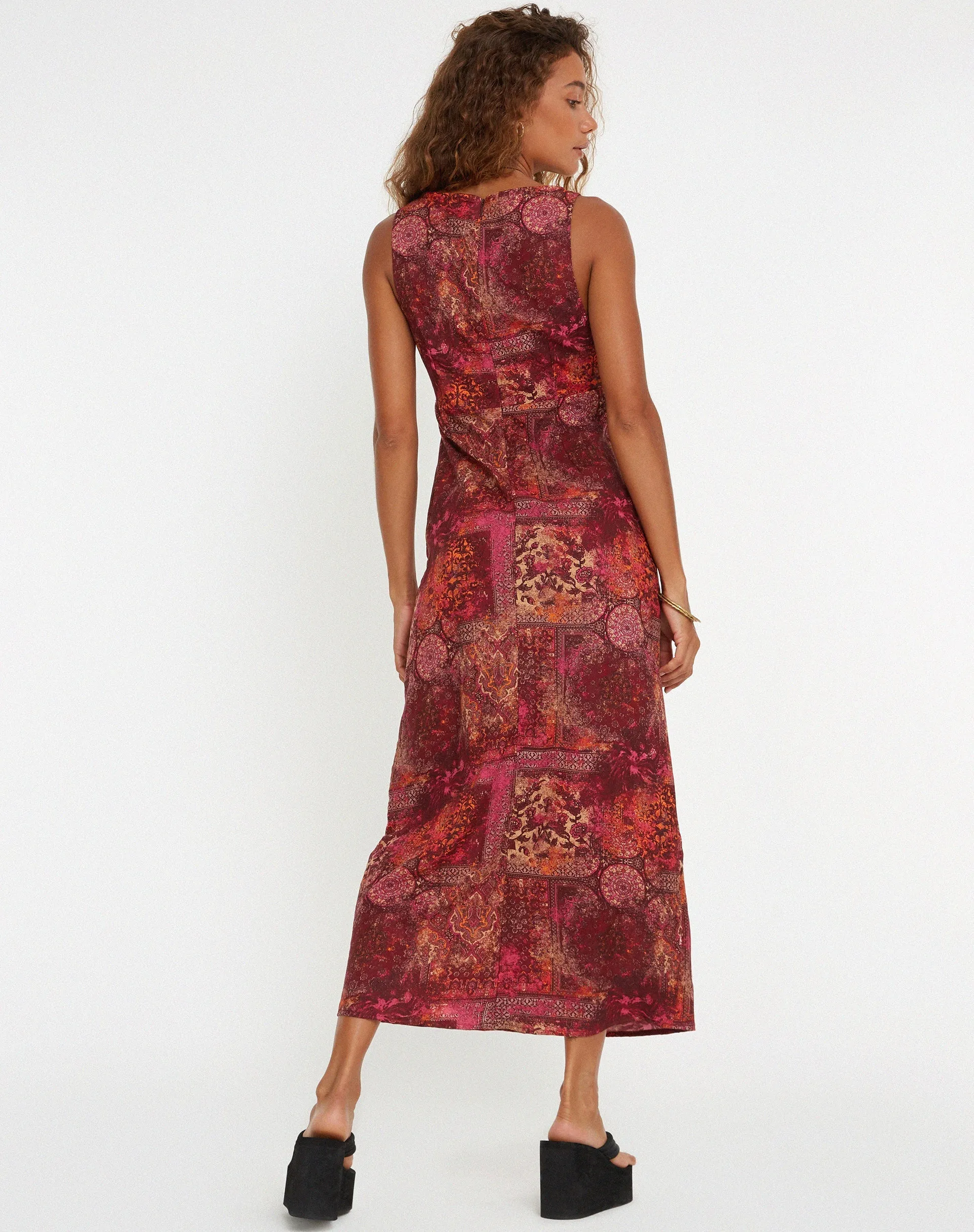 Fiaso Midi Dress in Abstract Paisley Red sold by Motel Rocks product image thumbnail 3