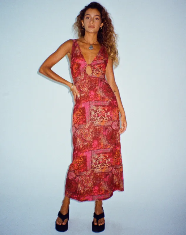 Fiaso Midi Dress in Abstract Paisley Red sold by Motel Rocks