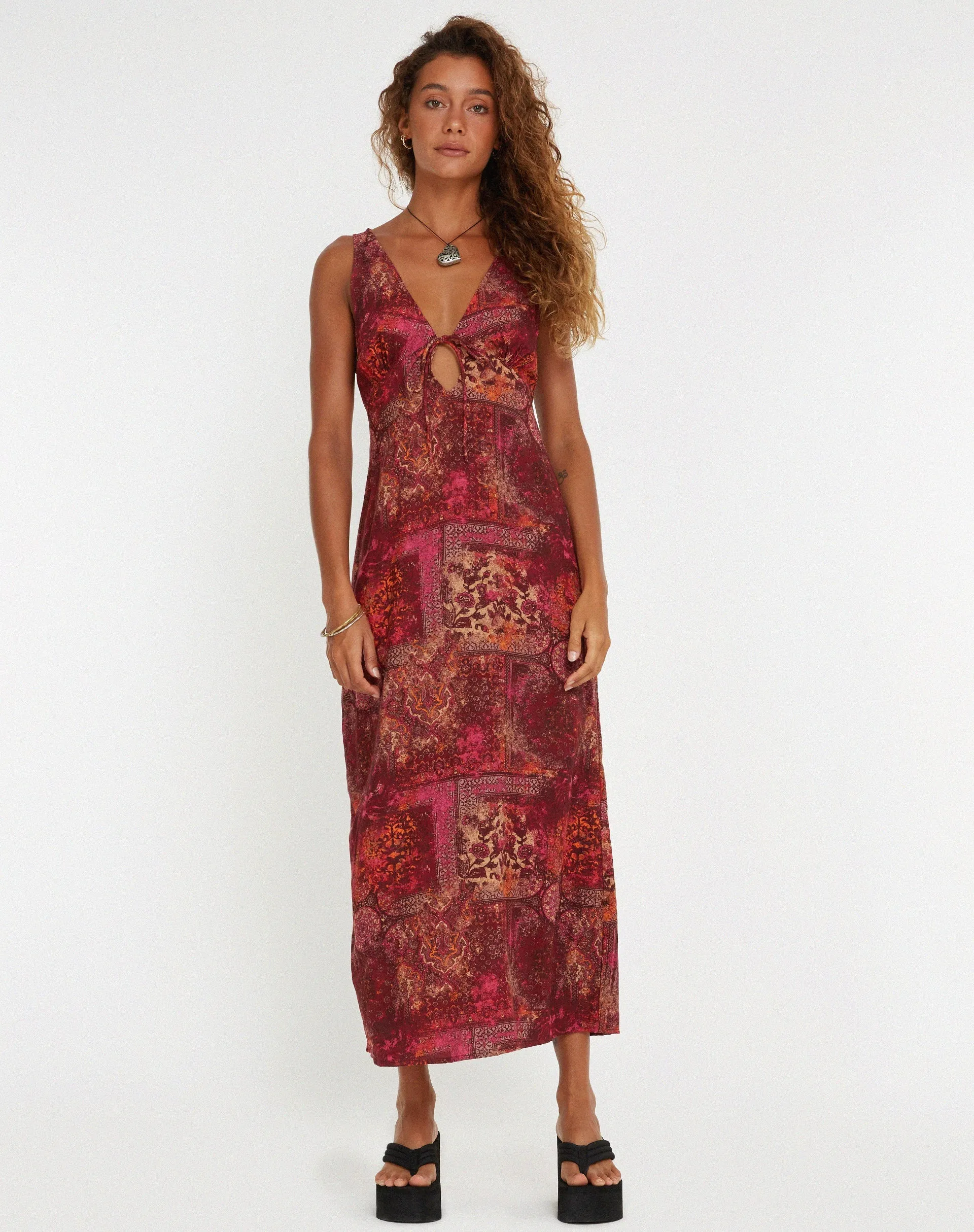 Fiaso Midi Dress in Abstract Paisley Red sold by Motel Rocks product image thumbnail 5