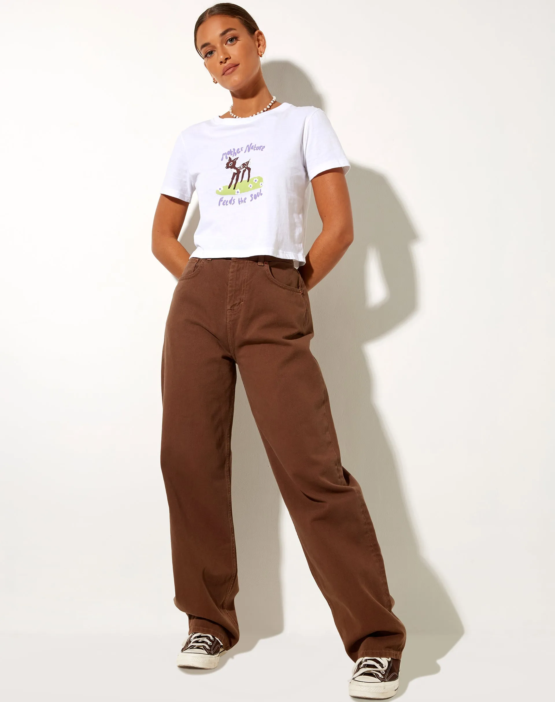 Shrunk Tee in White Mother Nature sold by Motel Rocks product image thumbnail 4