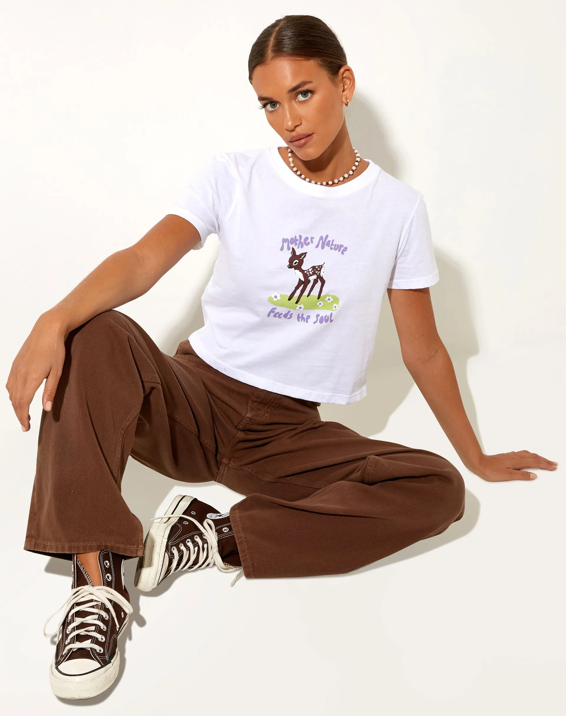 Shrunk Tee in White Mother Nature sold by Motel Rocks