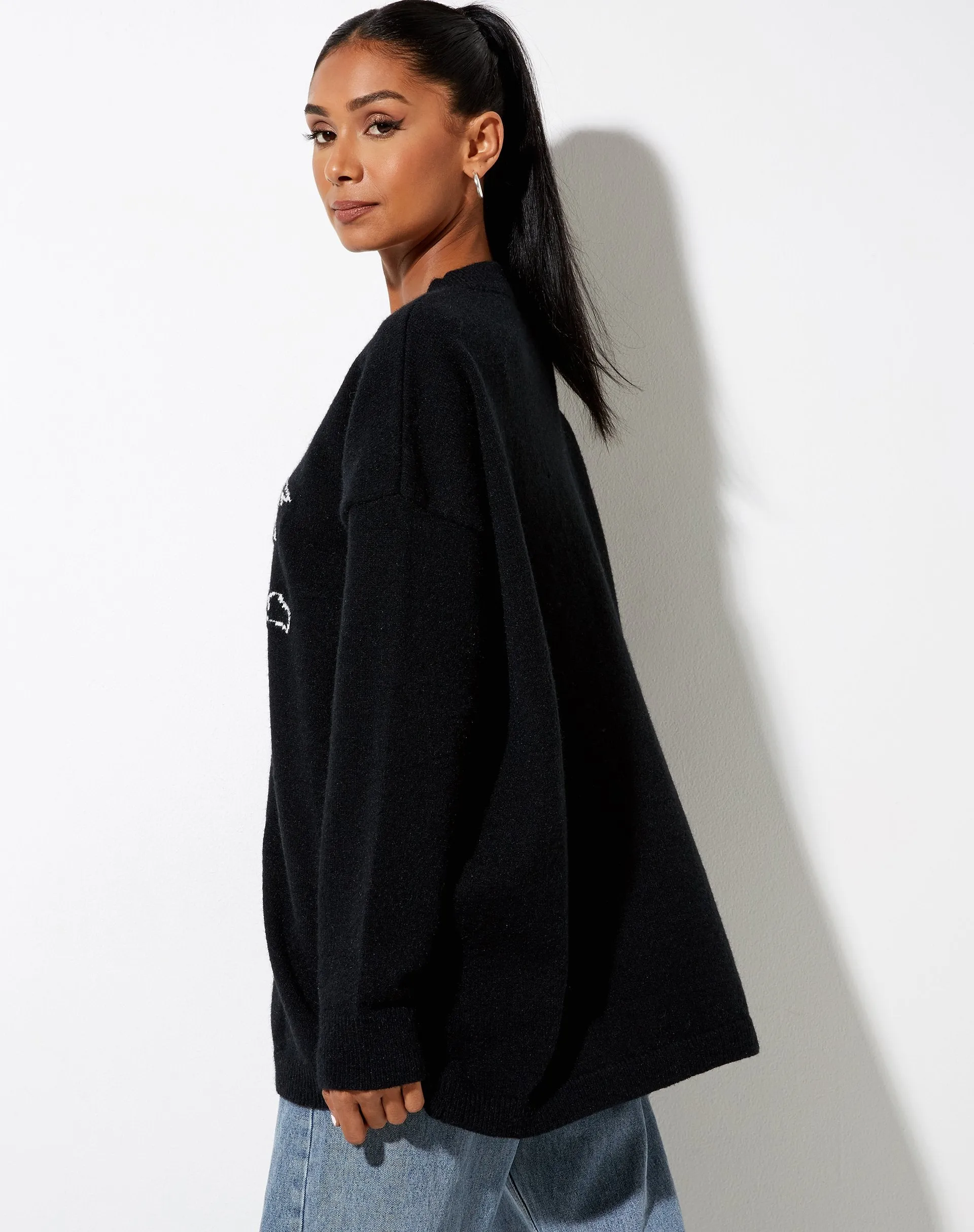 Lulees Jumper in Knit Black Cherub Ivory sold by Motel Rocks product image thumbnail 5