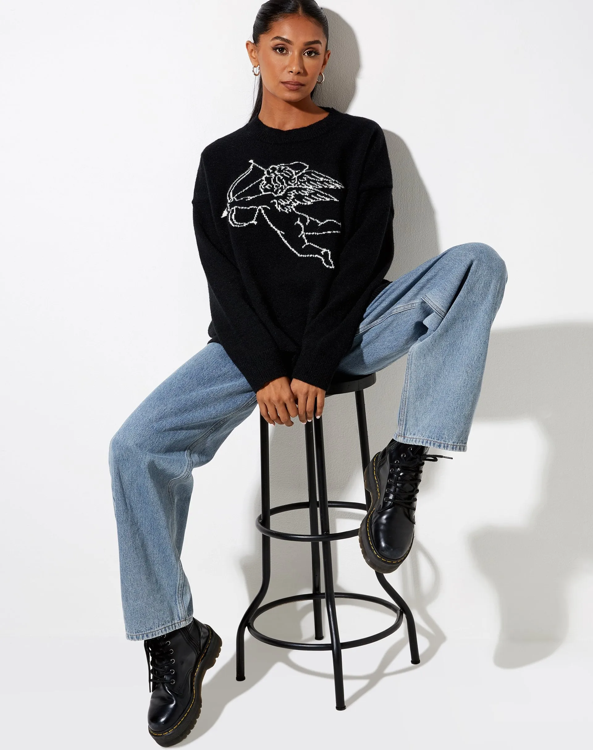 Lulees Jumper in Knit Black Cherub Ivory sold by Motel Rocks product image thumbnail 3