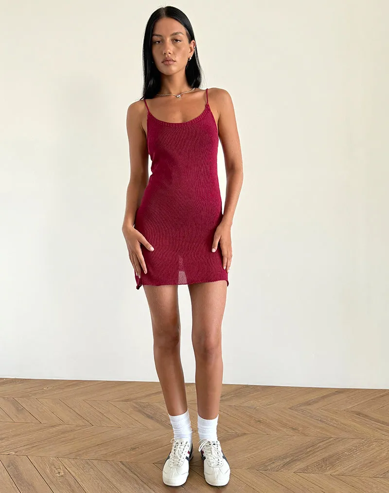 Chiara Mini Dress in Sheer Knit Red sold by Motel Rocks