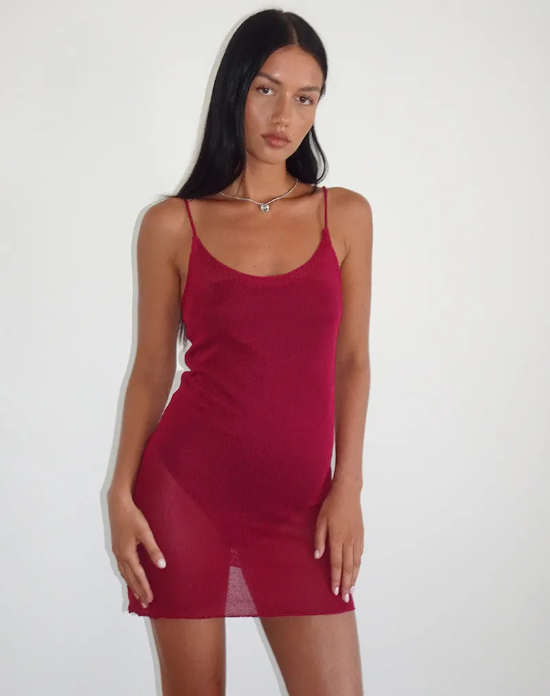 Chiara Mini Dress in Sheer Knit Red sold by Motel Rocks product image thumbnail 4