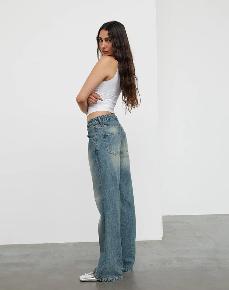 Low Rise Parallel Jeans In Dirty Blue sold by Motel Rocks product image thumbnail 2