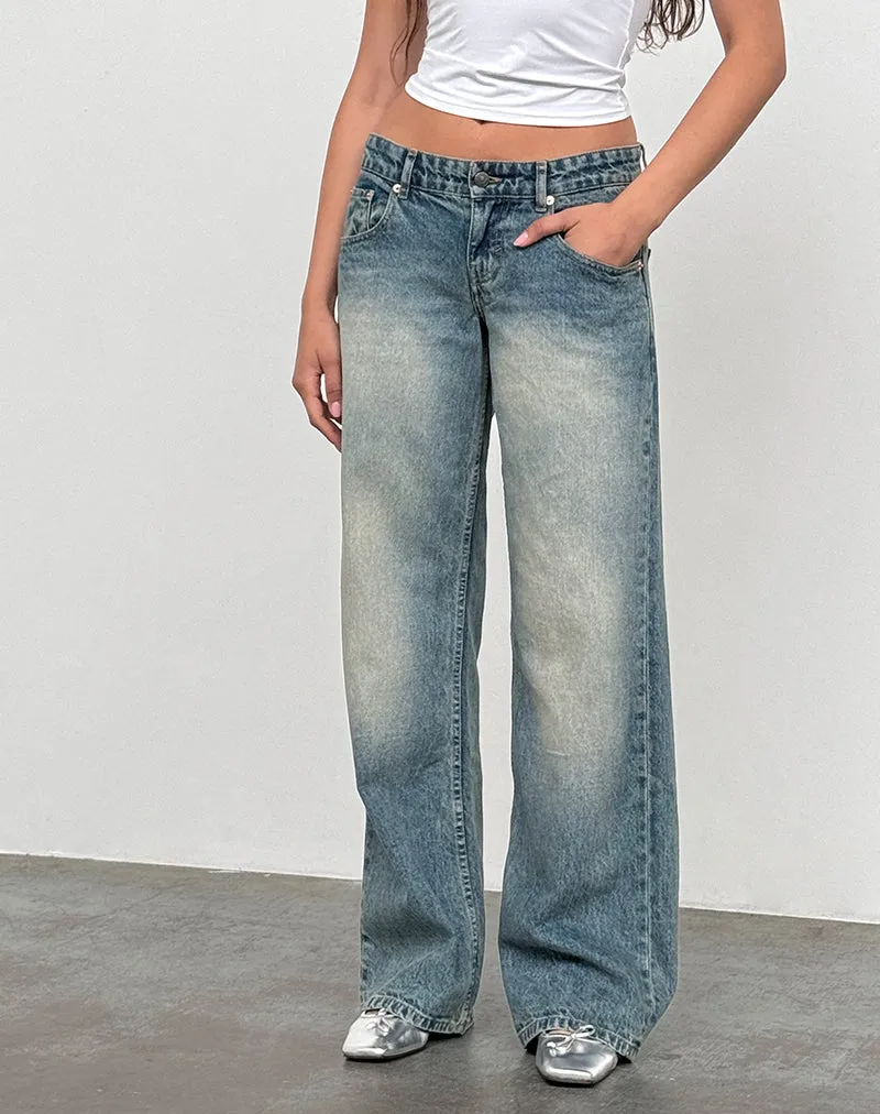 Low Rise Parallel Jeans In Dirty Blue sold by Motel Rocks