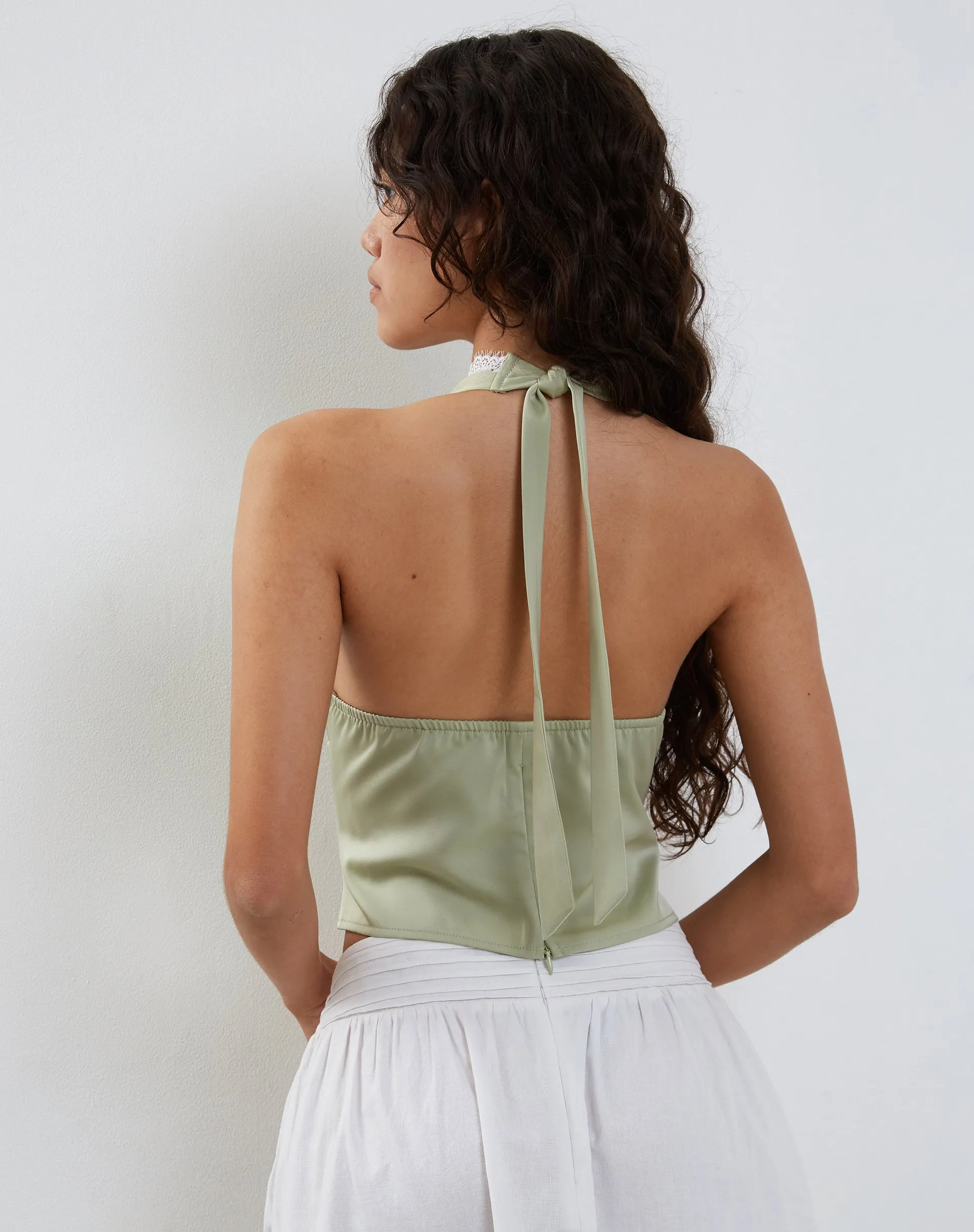 Mutsuki Halterneck Top in Satin Mint sold by Motel Rocks product image thumbnail 2