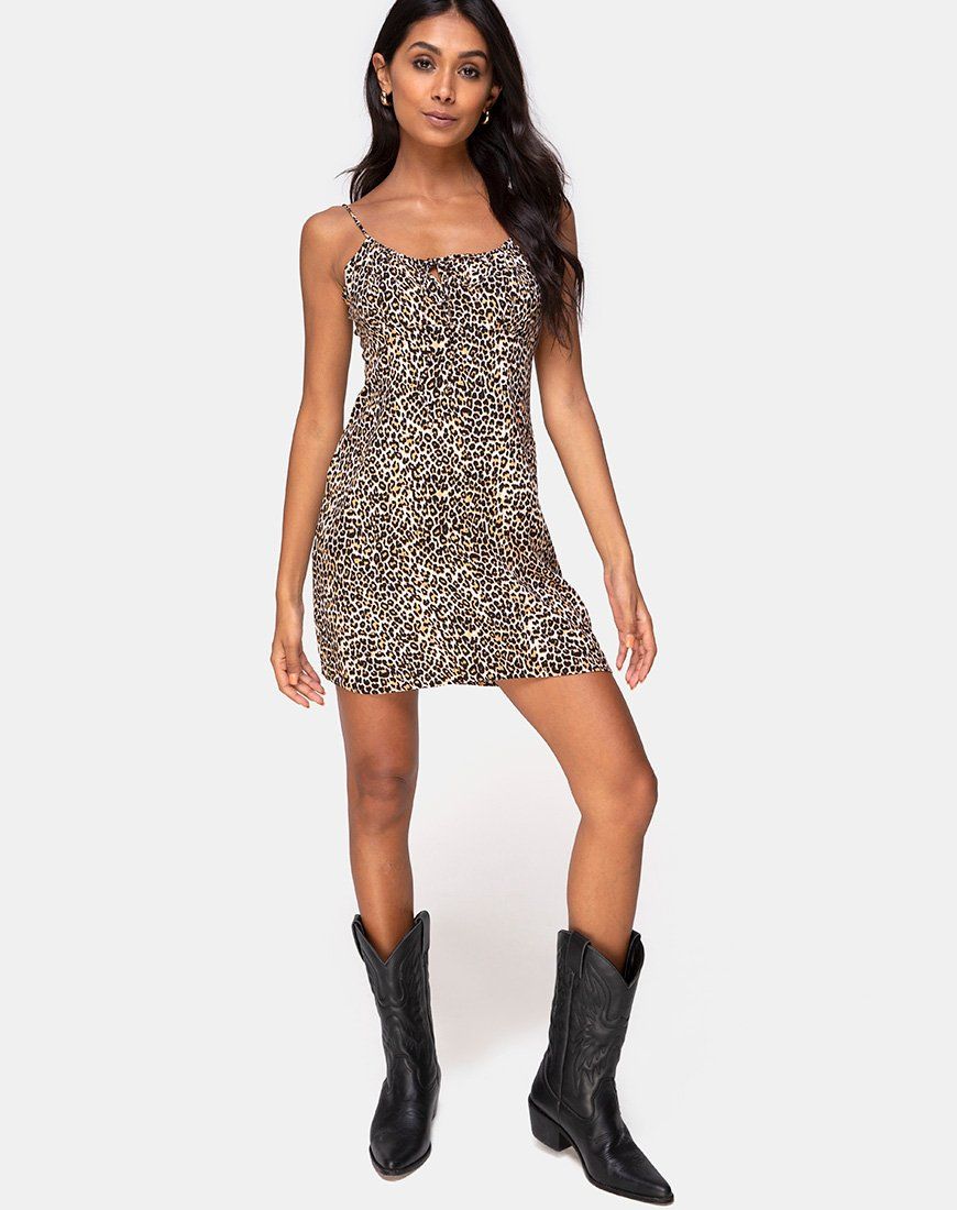 Kumala Slip Dress in Rar Leopard Brown sold by Motel Rocks product image thumbnail 3