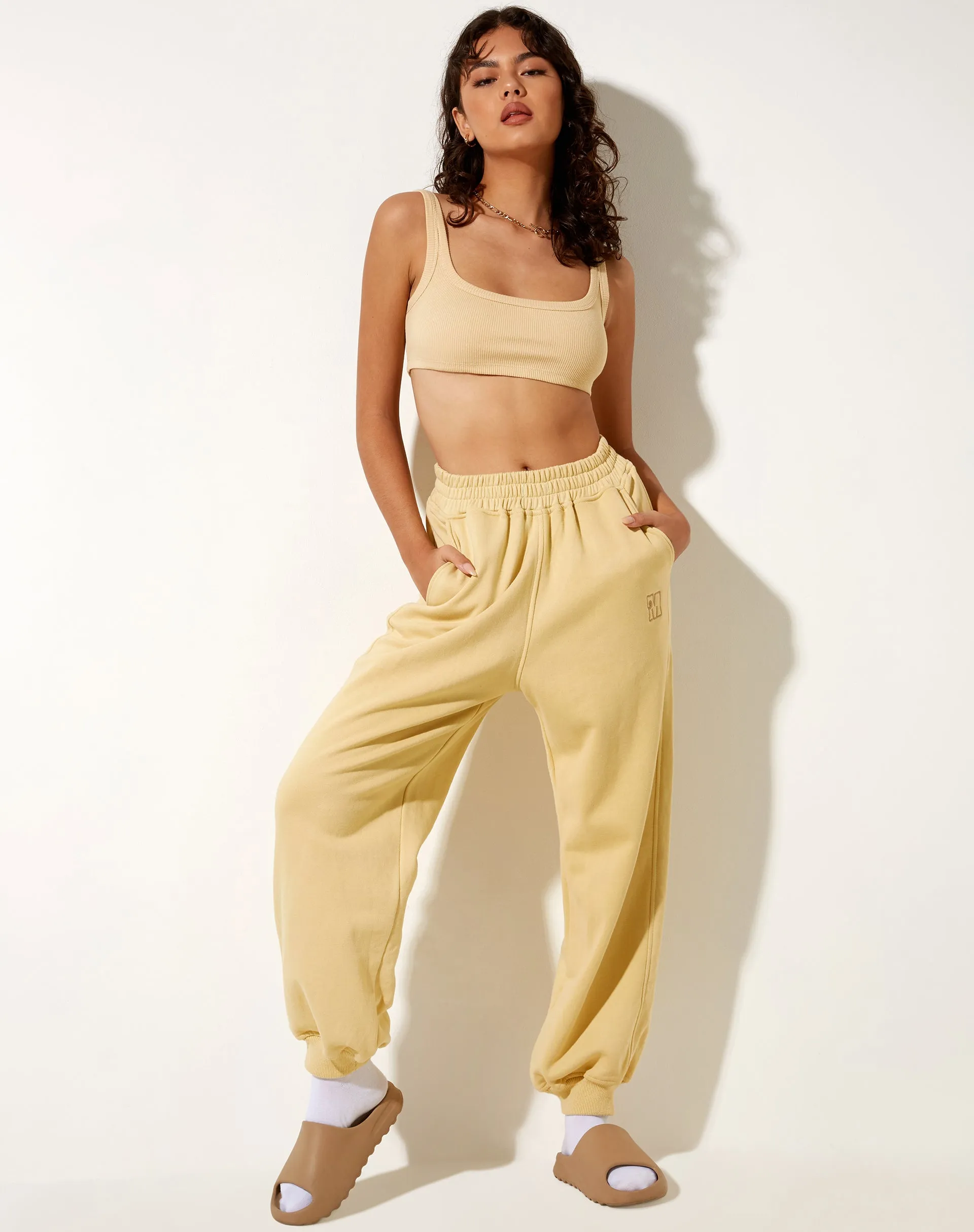 Letha Crop Top in Rib Custard sold by Motel Rocks product image thumbnail 3