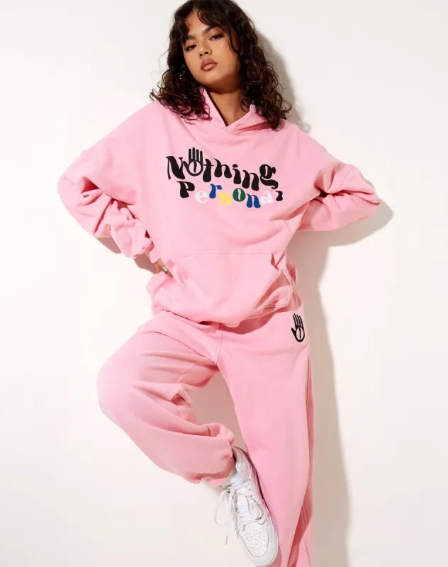 Oversize Hoodie in Peony Pink Nothing Personal sold by Motel Rocks