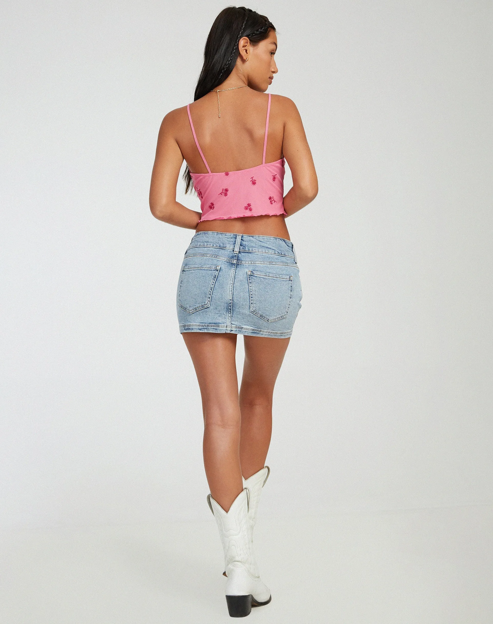 Yecaca Crop Top in Pink Ditsy Daisy Embro sold by Motel Rocks product image thumbnail 4