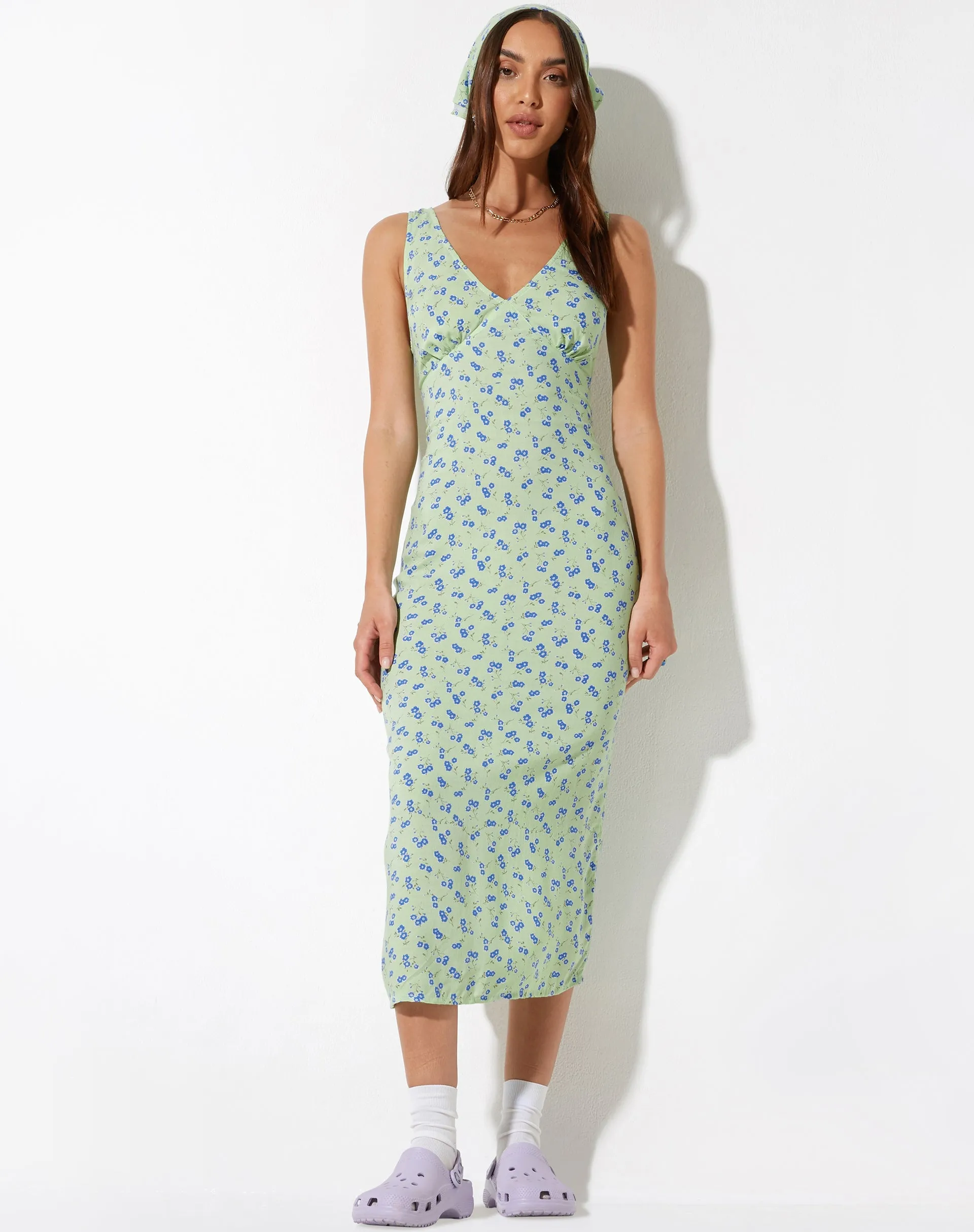 Lisheva Midi Dress in Lime Floral sold by Motel Rocks product image thumbnail 4