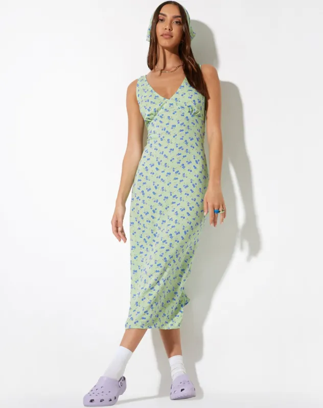 Lisheva Midi Dress in Lime Floral sold by Motel Rocks