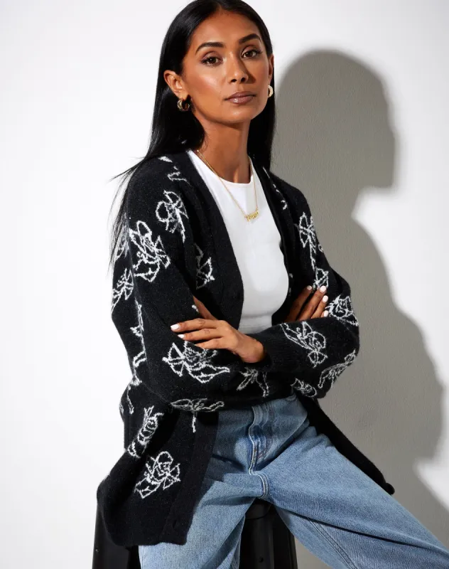 Ummi Cardigan in Cherub Black and White made by Motel Rocks