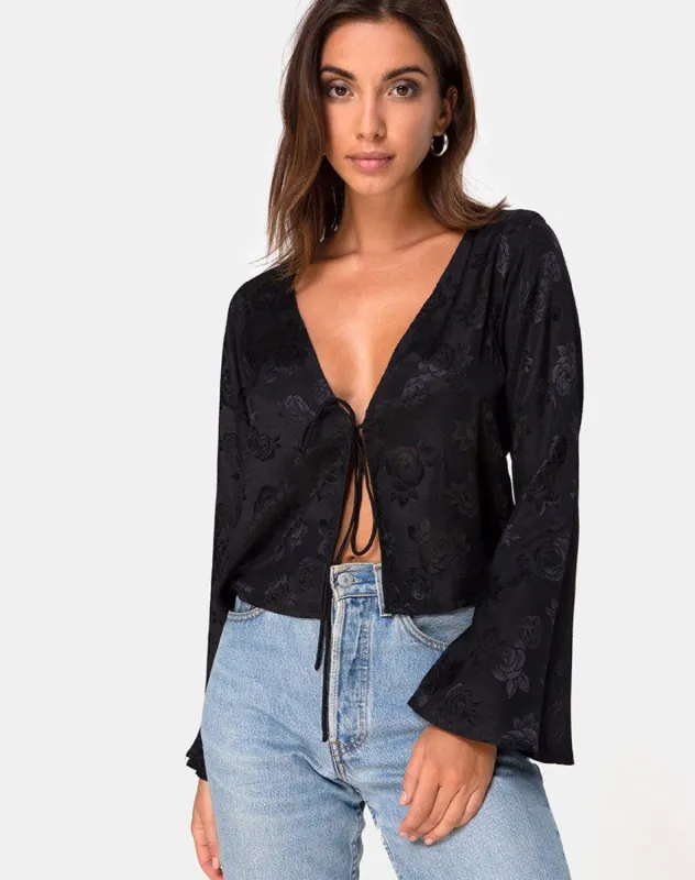 Merida Top in Satin Rose Black made by Motel Rocks