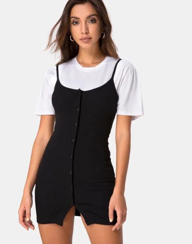 Salli Bodycon Dress in Black Rib sold by Motel Rocks