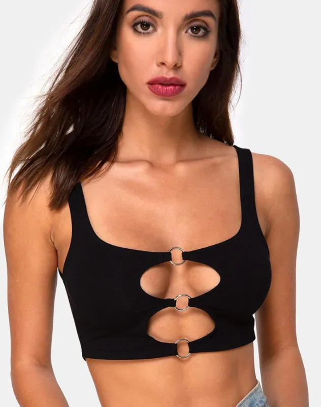 Keddo Crop Top in Black sold by Motel Rocks