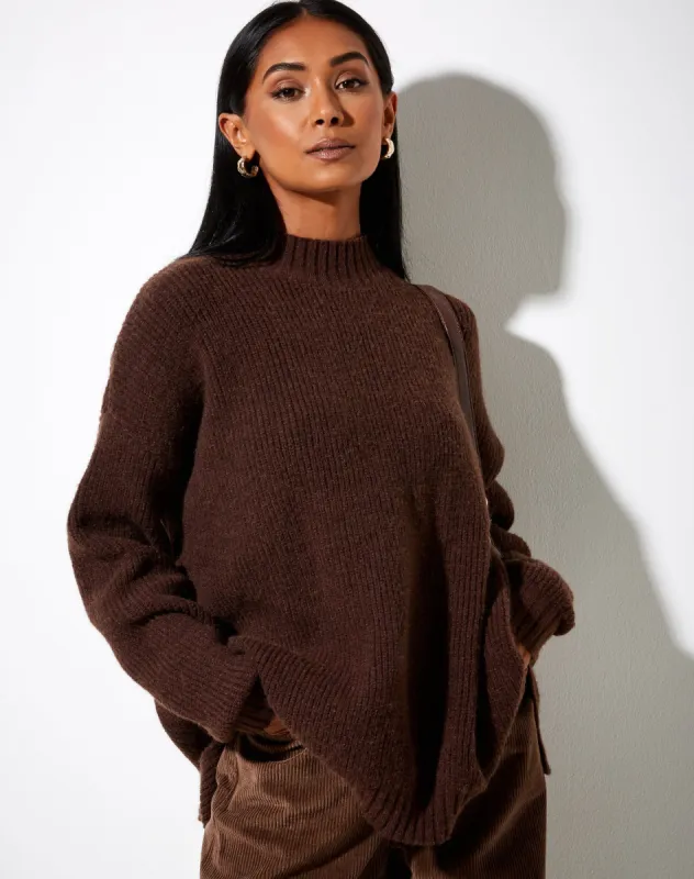 Bondy Jumper in Knit Dark Chocolate sold by Motel Rocks