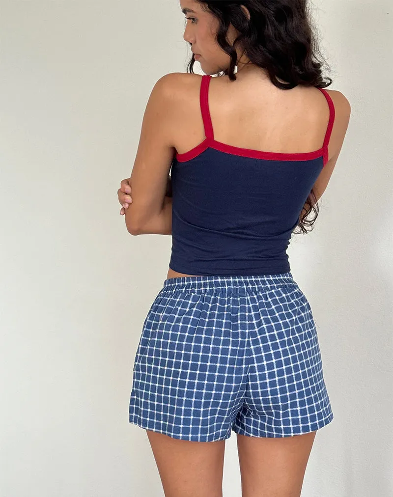 Icah Vest Top in Navy with Red Binding and Apple Motif sold by Motel Rocks product image thumbnail 4