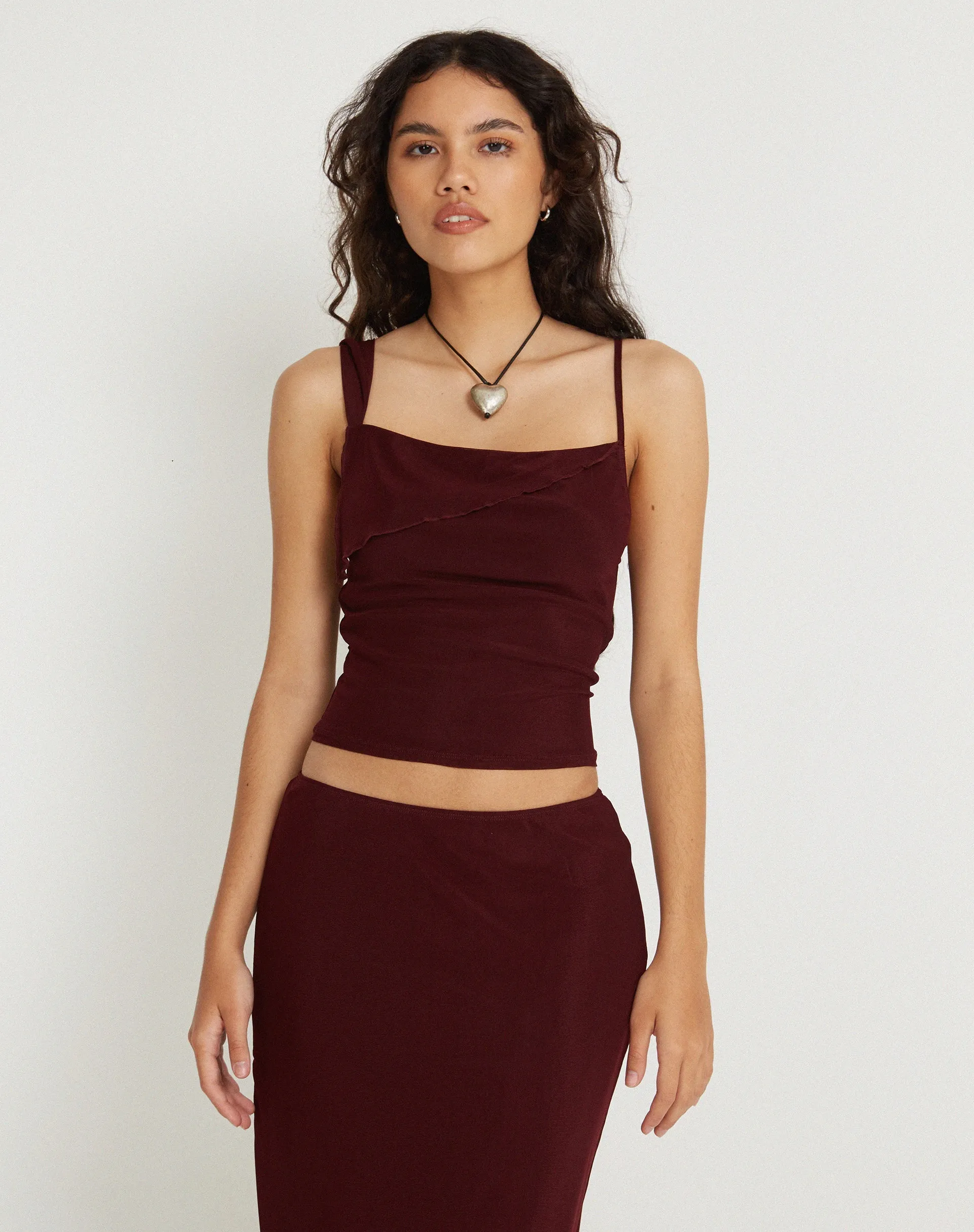 Sambu Crop Top in Mesh Burgundy sold by Motel Rocks product image thumbnail 2