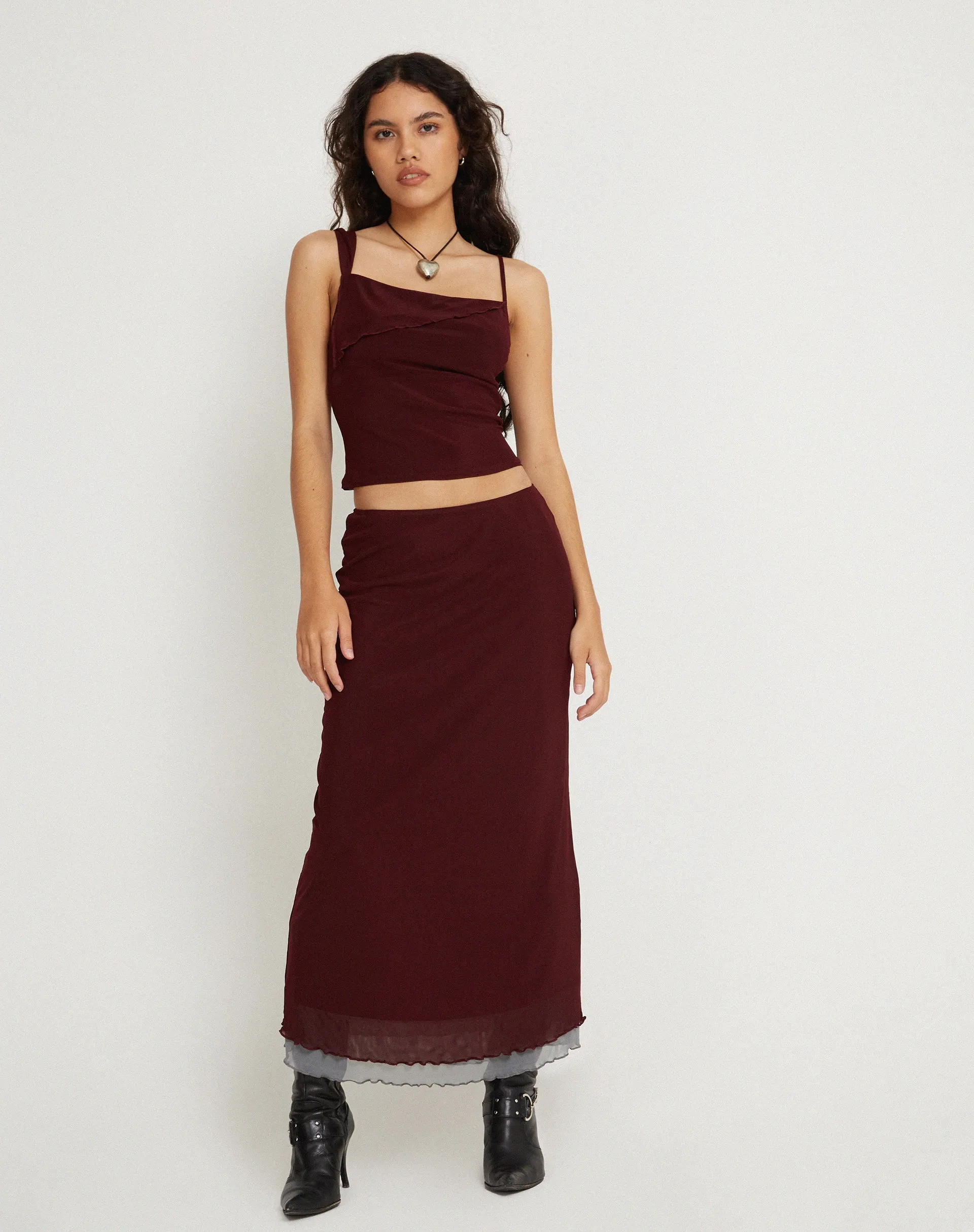 Sambu Crop Top in Mesh Burgundy sold by Motel Rocks product image thumbnail 5