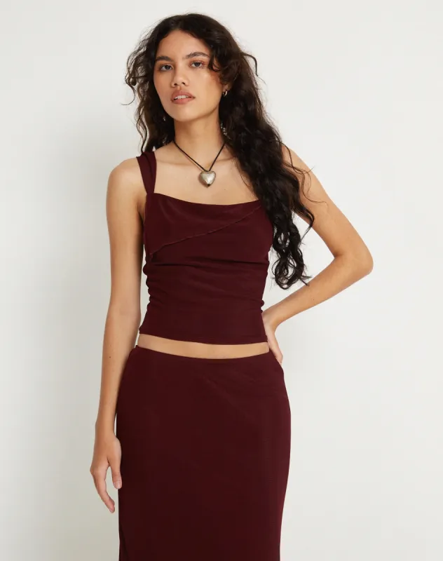 Sambu Crop Top in Mesh Burgundy sold by Motel Rocks