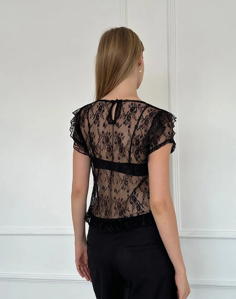 Champel Top in Wild Rose Lace Black sold by Motel Rocks product image thumbnail 5