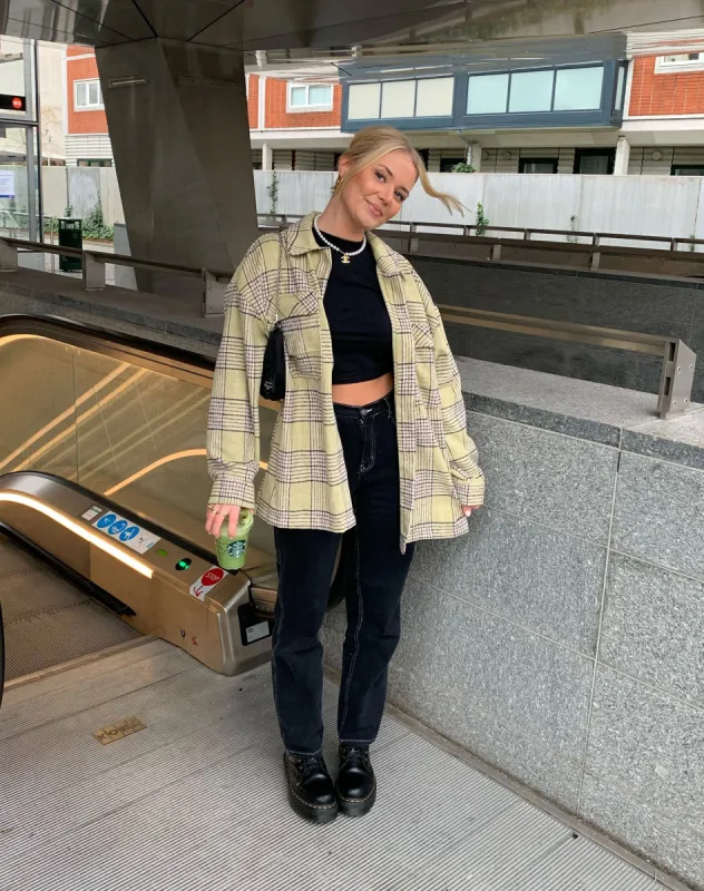 Marcella Shirt in Check Sage Brown Black sold by Motel Rocks