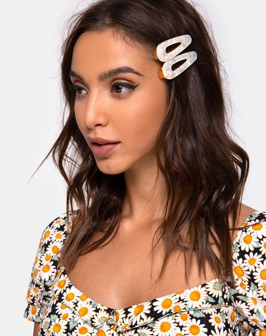 Hair Clip Set in Pearlescent white sold by Motel Rocks product image thumbnail 2