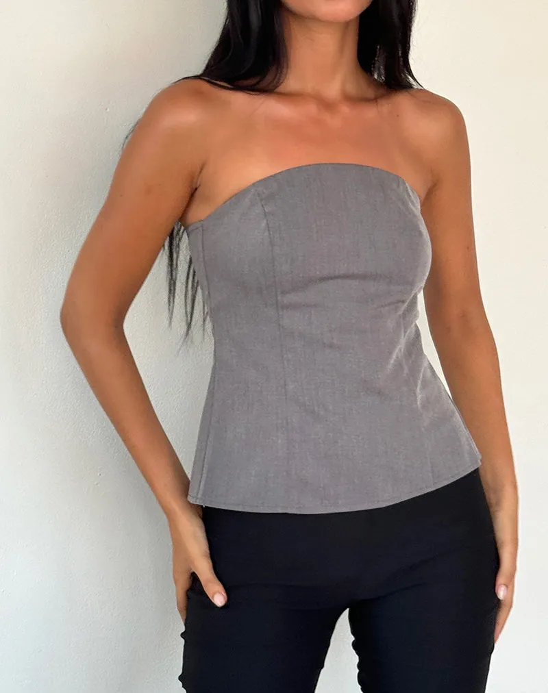 Mairi Longline Bandeau Top in Charcoal Tailoring sold by Motel Rocks product image thumbnail 2