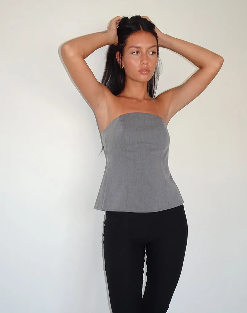 Mairi Longline Bandeau Top in Charcoal Tailoring sold by Motel Rocks product image thumbnail 5