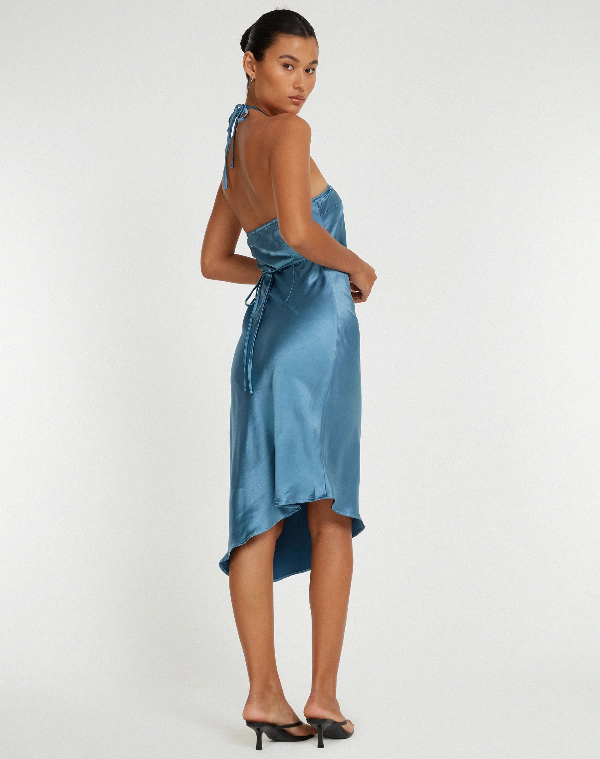 Kimora Midi Dress in Satin Slate sold by Motel Rocks product image thumbnail 4
